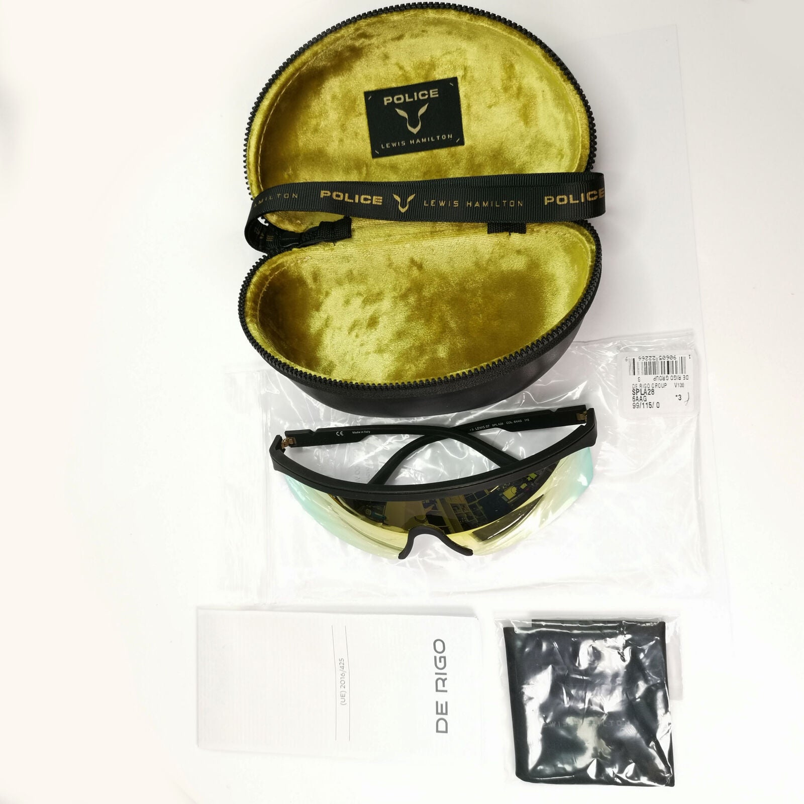 Police Lewis Hamilton F1 Sunglasses Gold Yellow Mirror Shield SPL A28 COL 6AAG