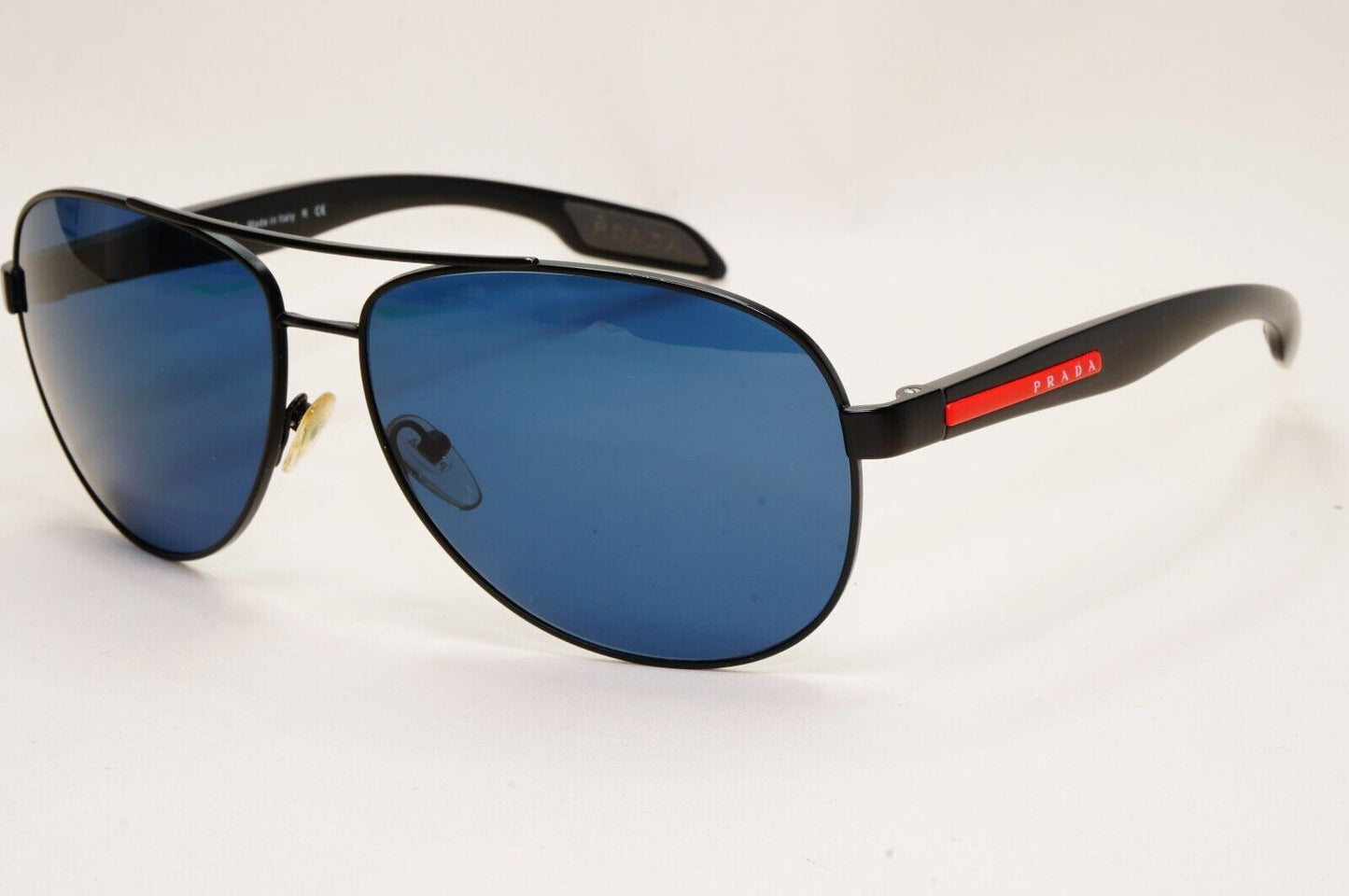 Prada Sunglasses Black Blue Pilot Red Stripe PS53PS SPS 53P 1BO-7W1 62mm 031124