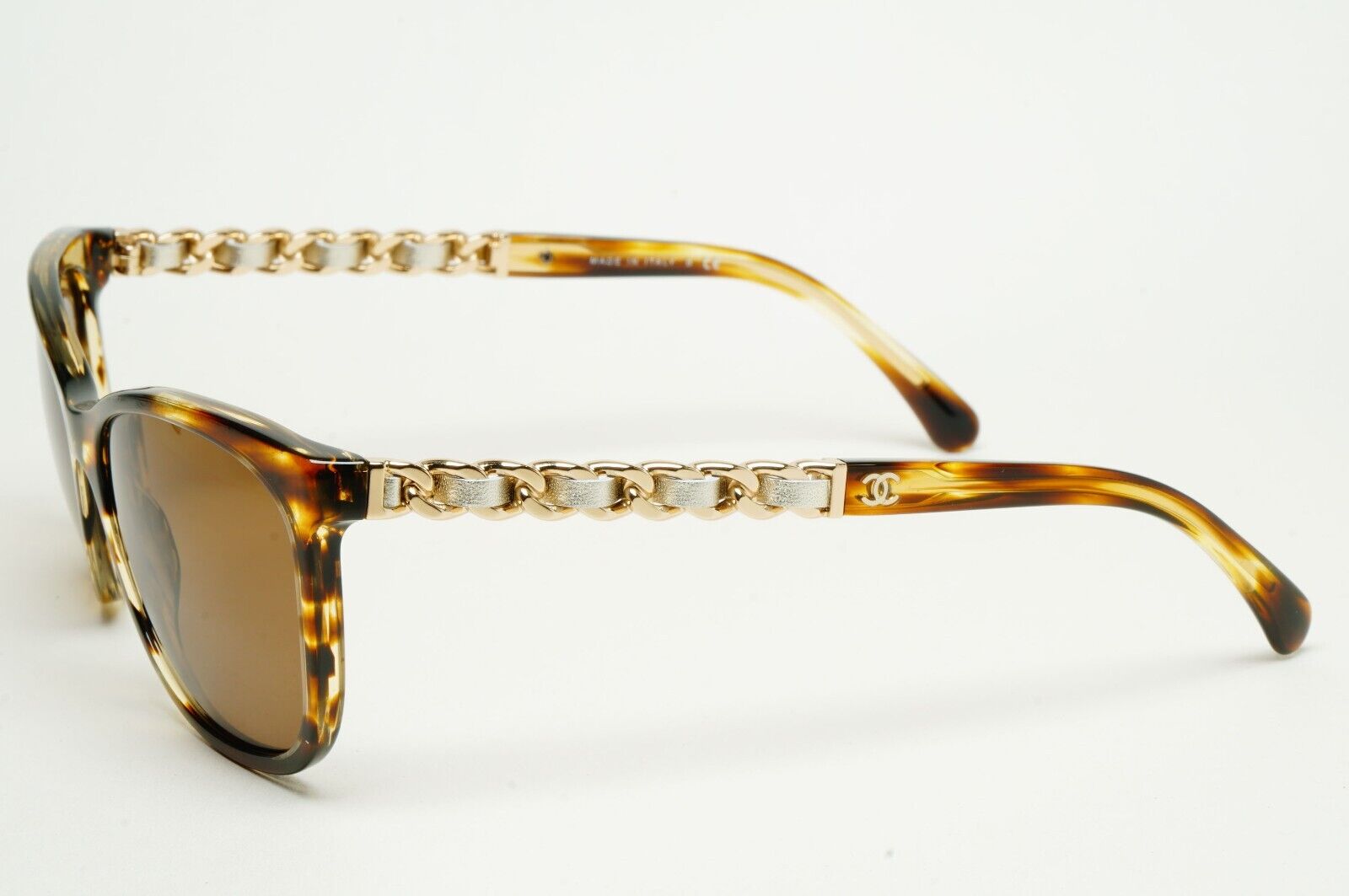 Chanel Sunglasses Leather Chain Gold Brown Tortoise 5260-Q c.1498/S5 57mm 261124