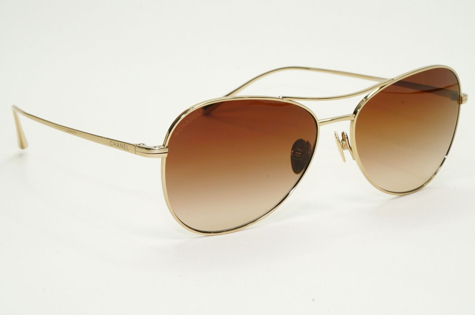 Chanel Sunglasses Titanium Gold Pilot Brown Gradient Metal 4259-T c.395/S5 56mm