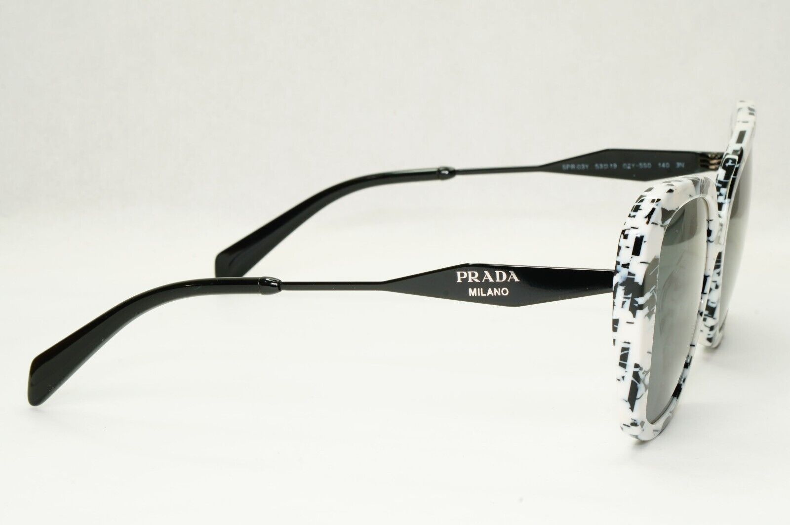 Prada Sunglasses White Black Marble Talc Abstract Grey PR03YS SPR 03Y 02Y-5S0
