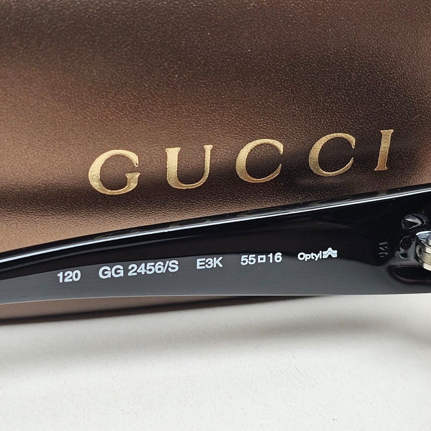 Gucci Sunglasses 1998 Vintage Brown Black Rectangle GG 2456/S E3K 55mm 060125