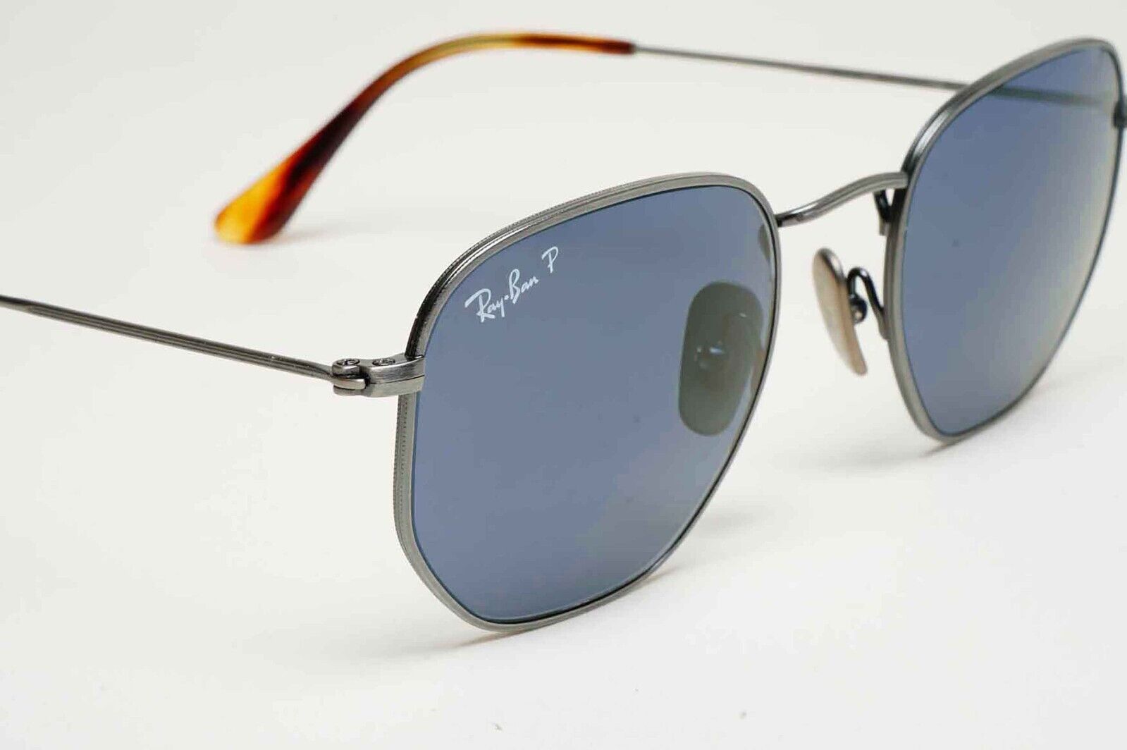Ray-Ban Sunglasses Hexagonal Titanium Polarised Grey Blue RB 8148 9208/T0 51mm
