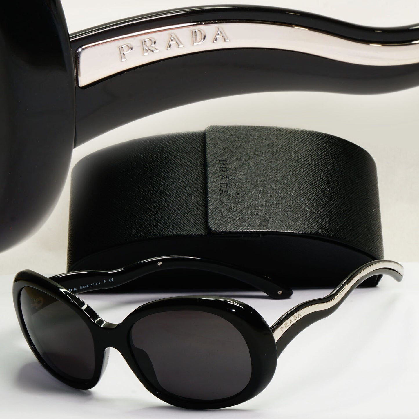 Prada Sunglasses 2010 Vintage Silver Wave Square PR08LS SPR 08L 1AB-1A1 060324