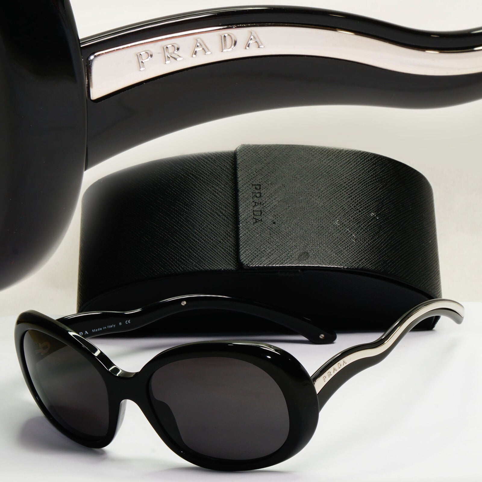 Prada Sunglasses 2010 Vintage Silver Wave Square PR08LS SPR 08L 1AB-1A1 060324