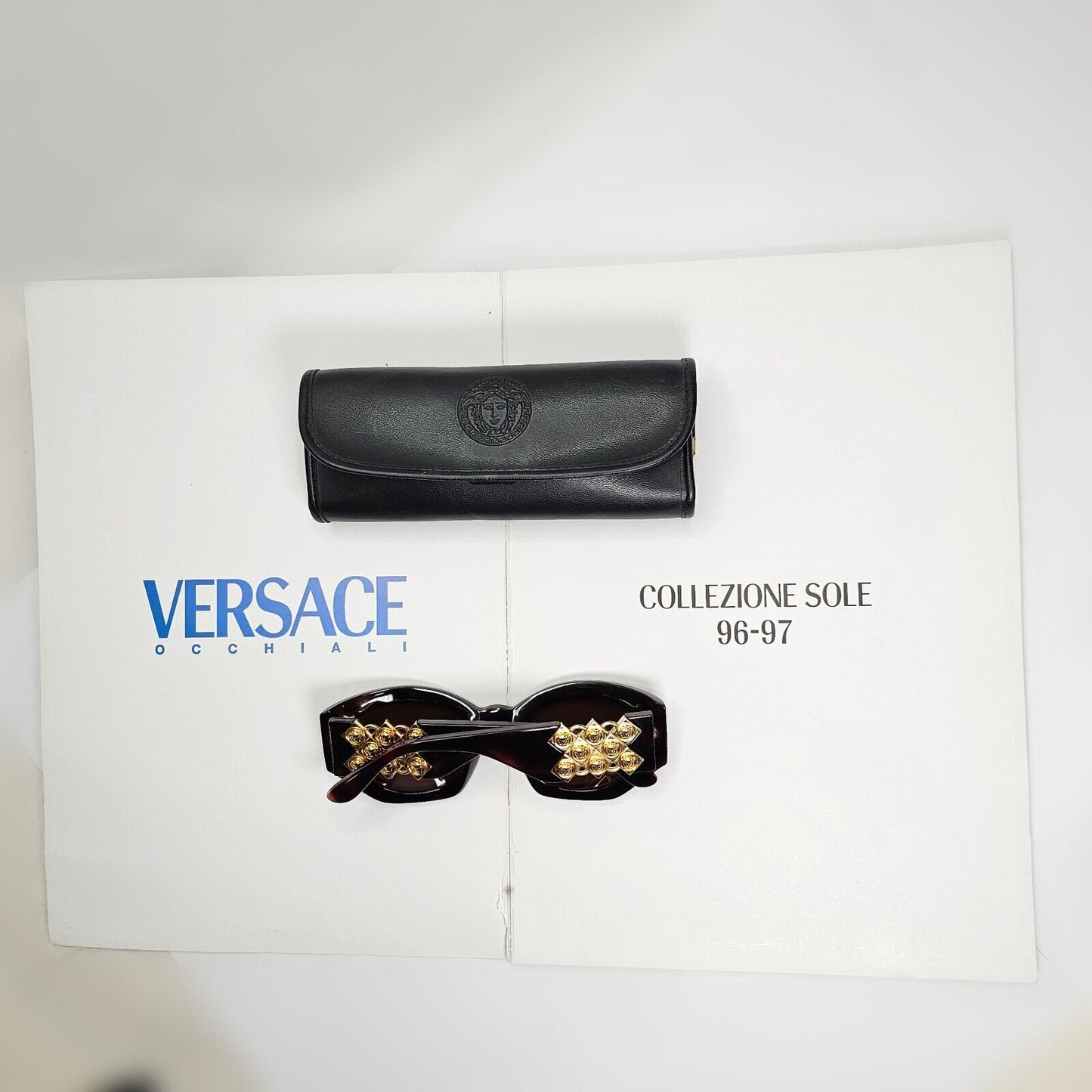 Gianni Versace Sunglasses 1996 Vintage Brown Gold MOD 420/D 900 Biggie 111223