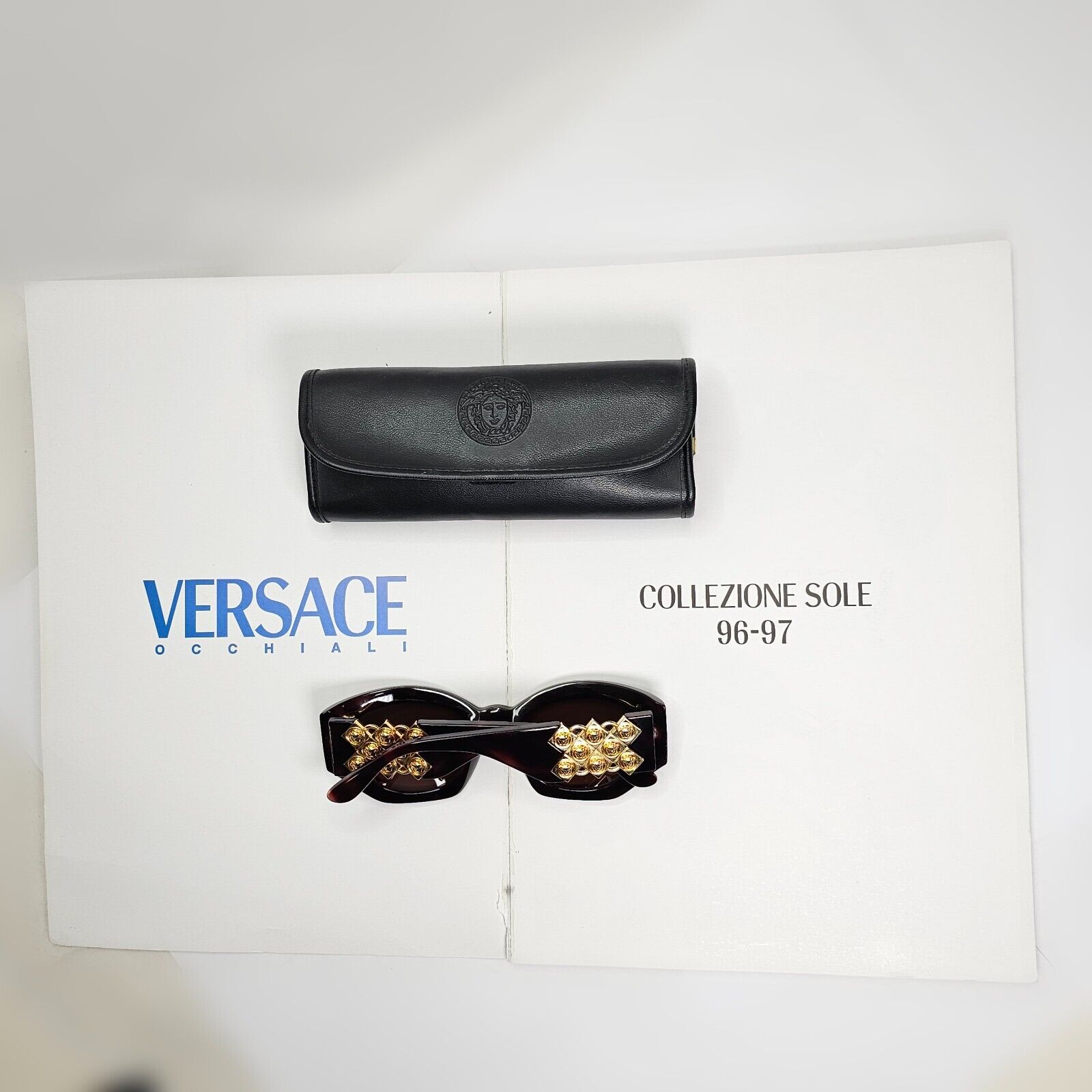 Gianni Versace Sunglasses 1996 Vintage Brown Gold MOD 420/D 900 Biggie 111223