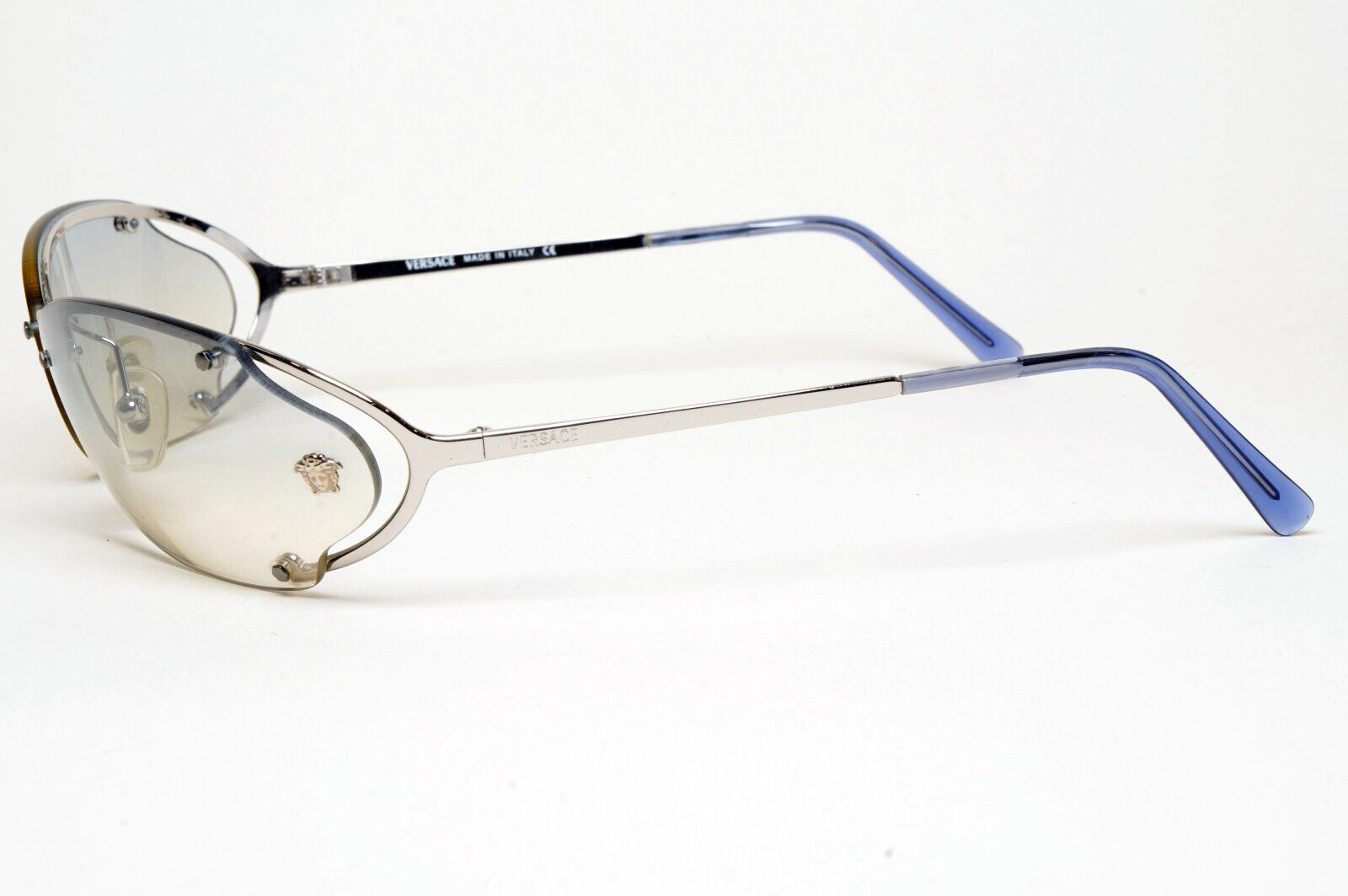 Versace Sunglasses 2001 Vintage Silver Grey Rimless MOD N37 26M/543 220125