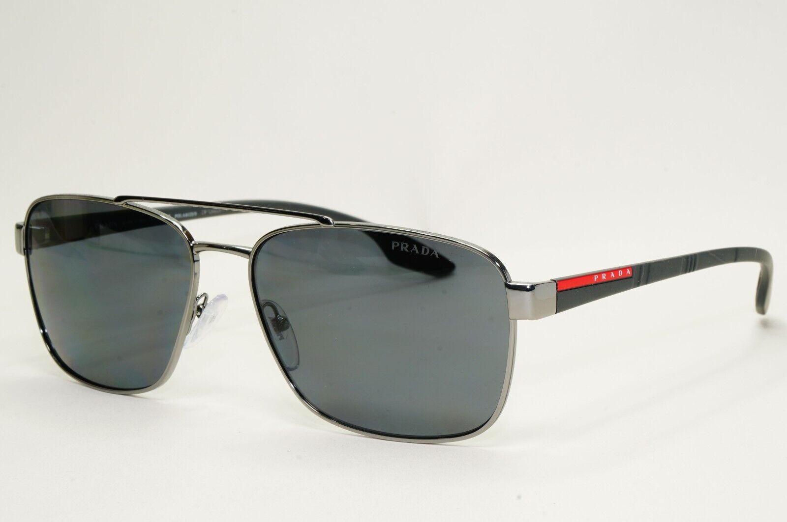 Prada Sunglasses Polarised Gunmetal Black Grey Navigator PR51US SPR 51U 5AV-5Z1