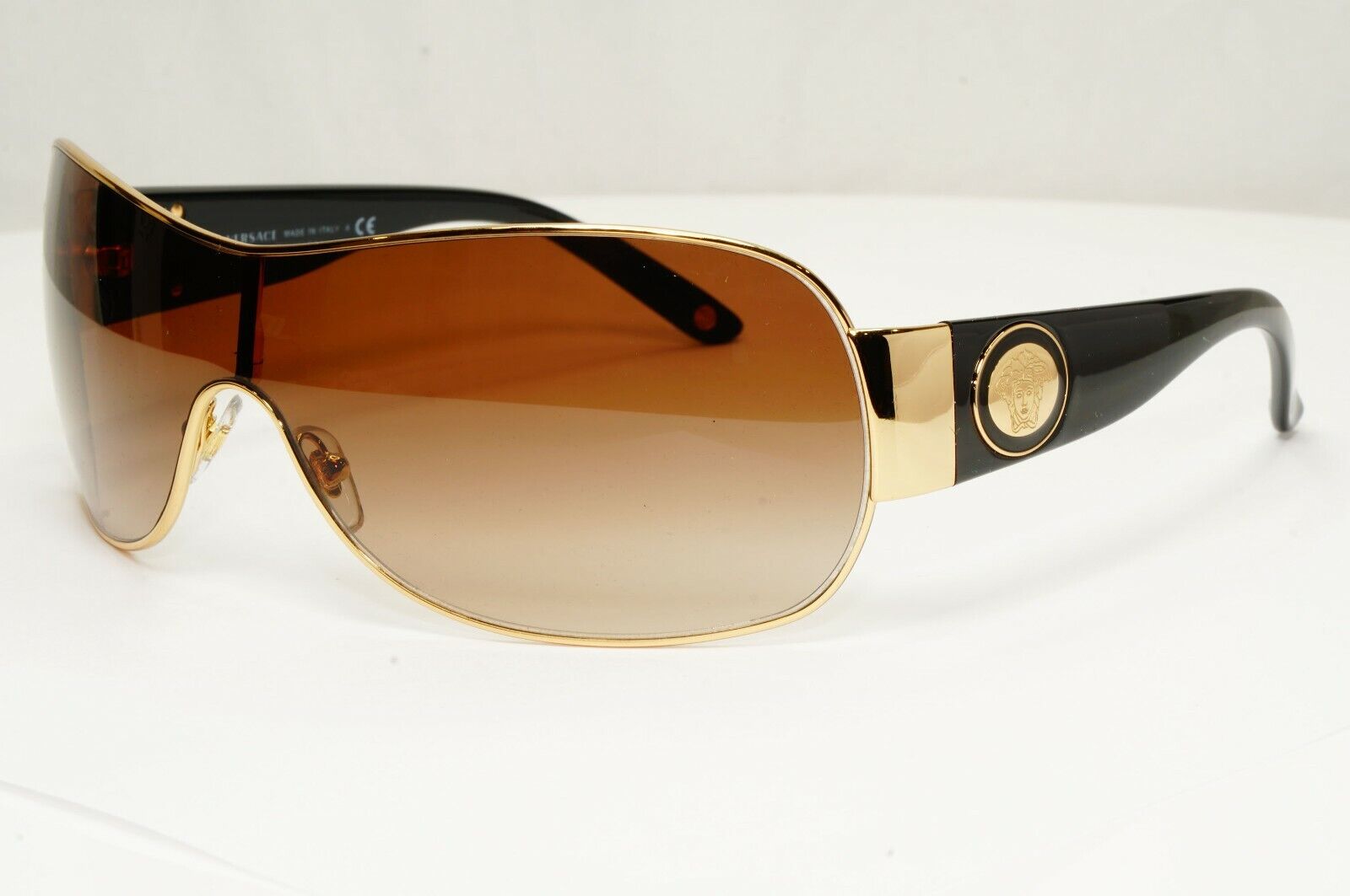 Authentic Versace Mens Womens Gold Shield Visor Medusa Sunglasses 2101 1002/13