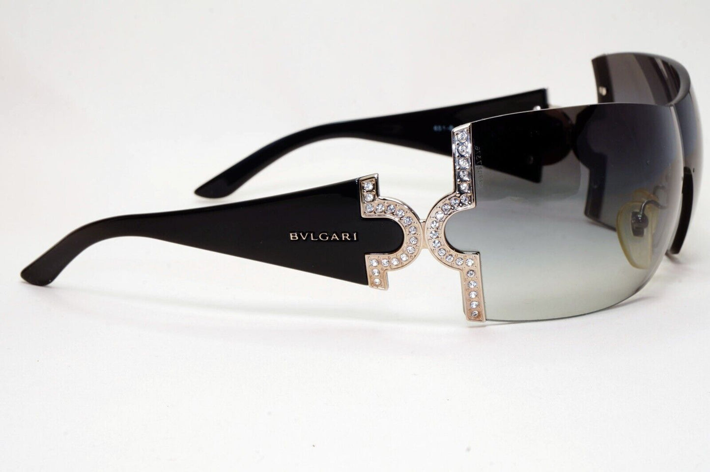Bvlgari Sunglasses 2008 Vintage Large Shield Black Silver 651-B 939/8G 021124