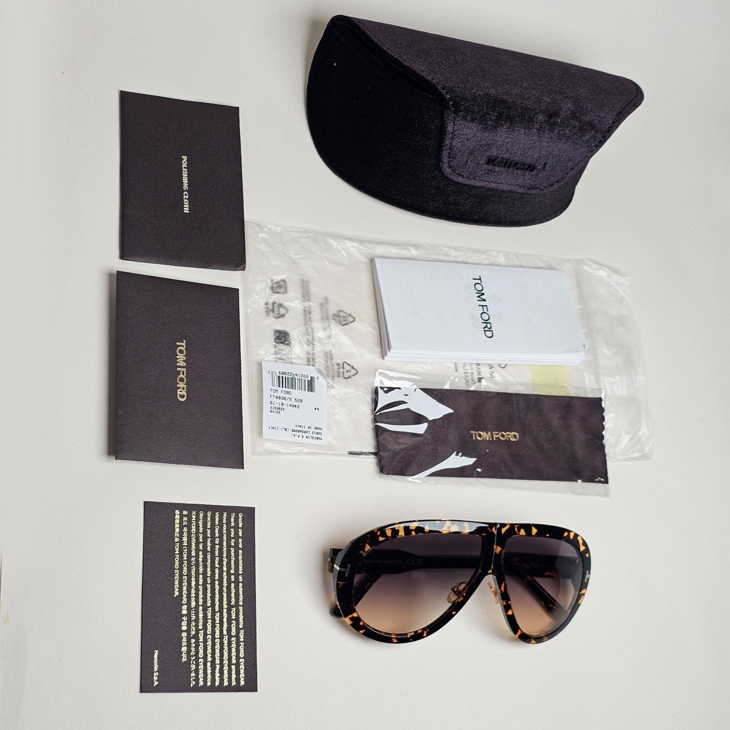 Tom Ford Sunglasses Troy Pilot Brown Tortoise Grey FT0836 TF 836 52B 61mm