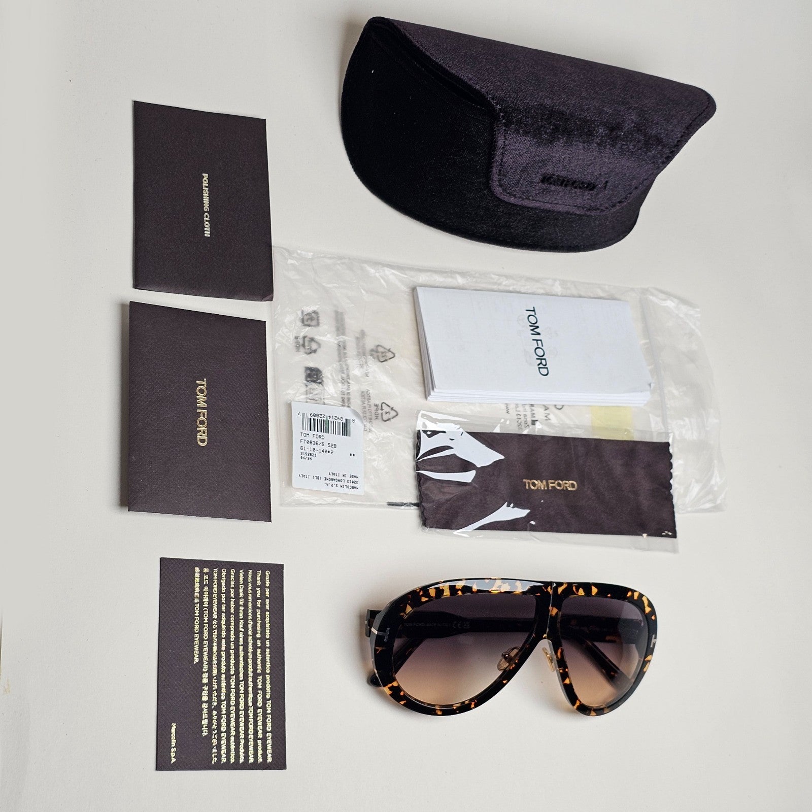 Tom Ford Sunglasses Troy Pilot Brown Tortoise Grey FT0836 TF 836 52B 61mm