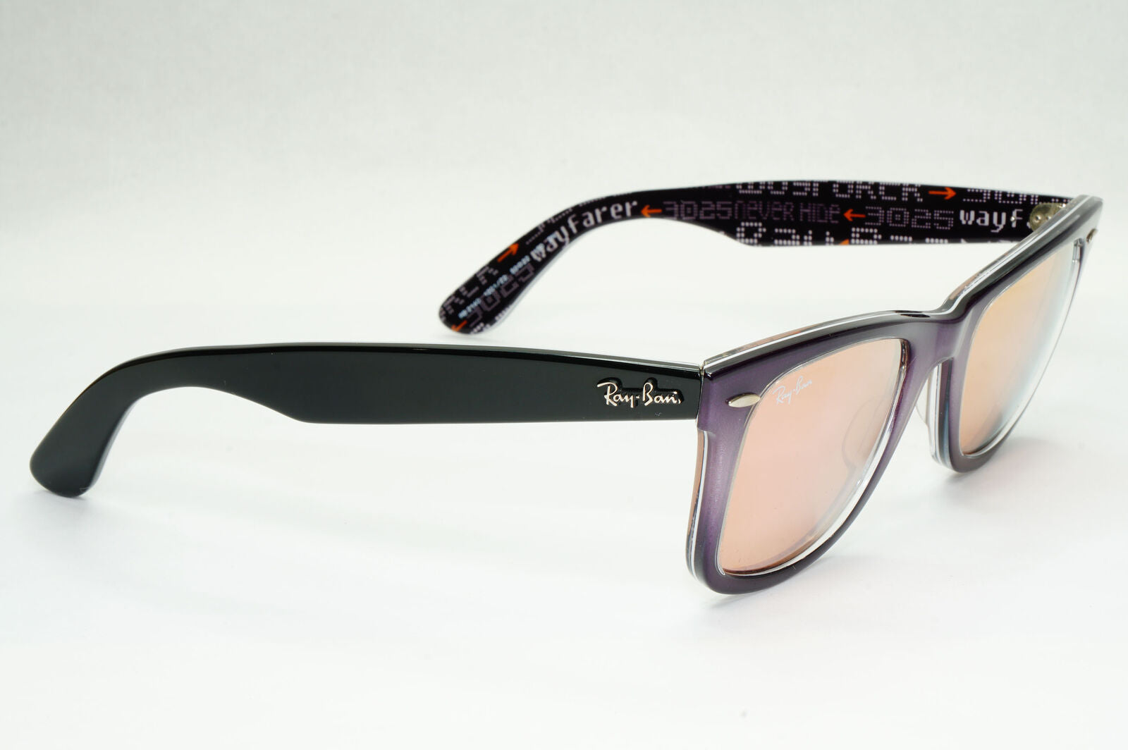 Ray-Ban Wayfarer Sunglasses Prints Pink Copper Mirror RB 2140 1201/Z2 310323