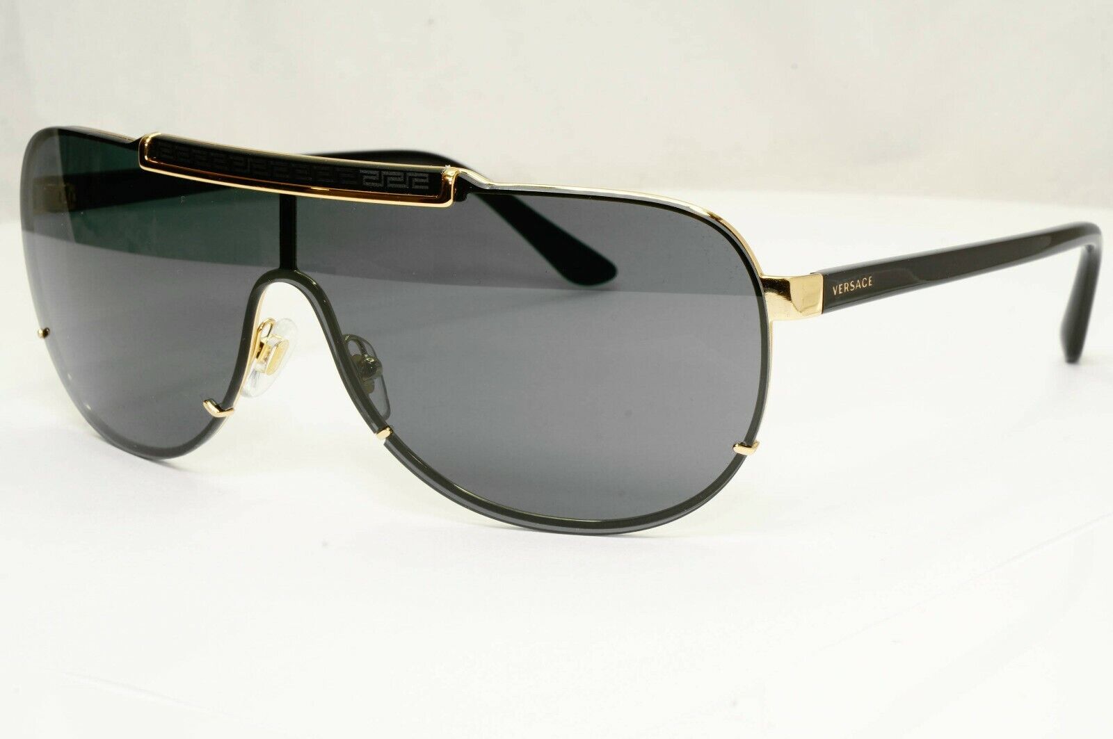 Versace Black Gold Sunglasses Shield Visor Ski Designer Fashion MOD 2140 1002/87