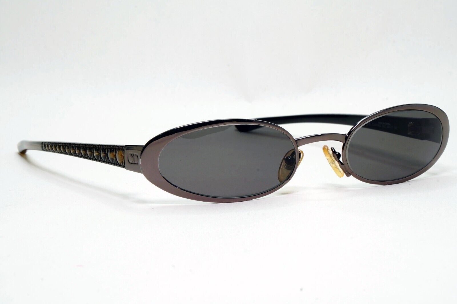 Dior Sunglasses 2002 Vintage Oval Grey Olive Gunmetal Casting 20Z Small 141024