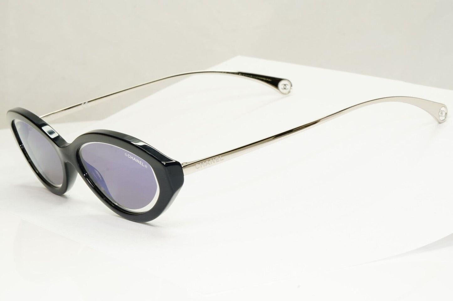 Chanel 2020 Sunglasses Dark Blue Mirror Silver Slim Rectangle 5424 c.1462/ED [A]