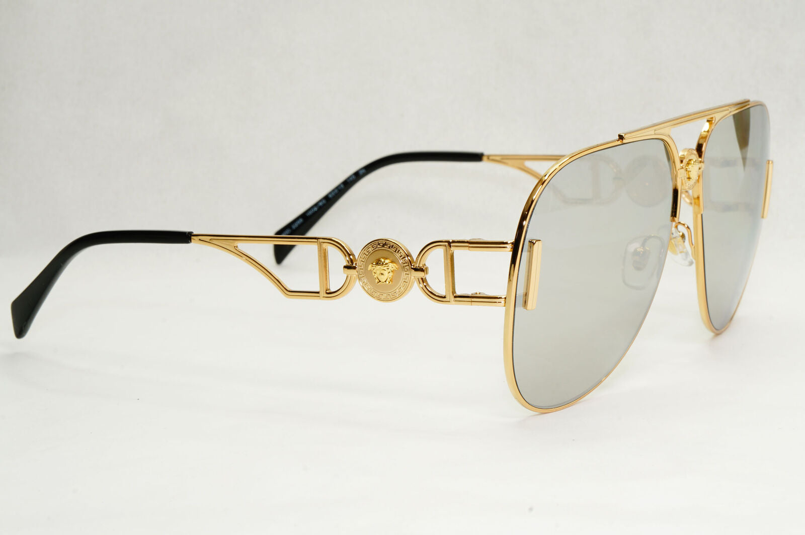 Versace Sunglasses Gold Silver Mirror Medusa Metal Pilot MOD VE 2255 1002/6G