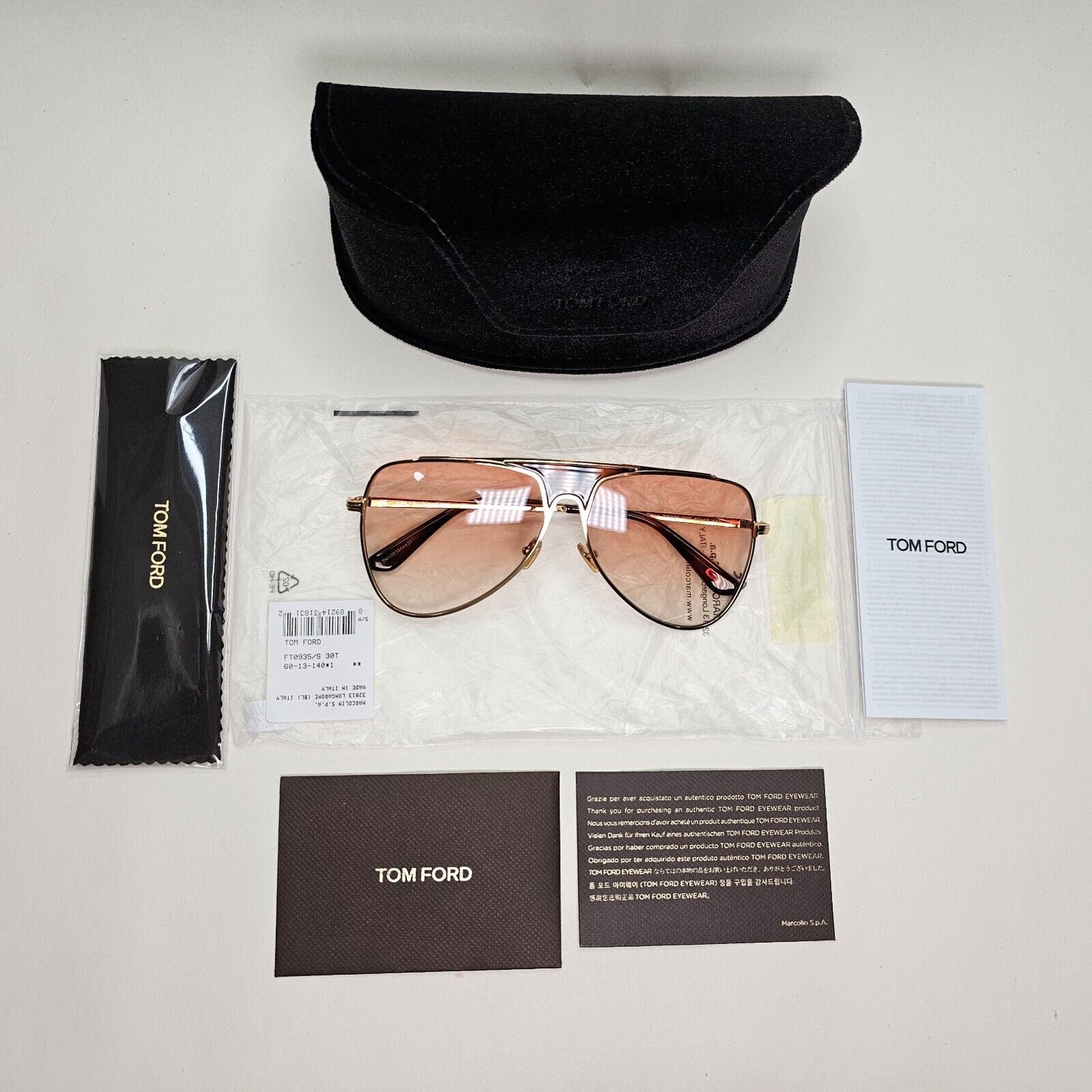Tom Ford Sunglasses Ethan Gold Brown Gradient Metal Square FT0935 TF 935 30T