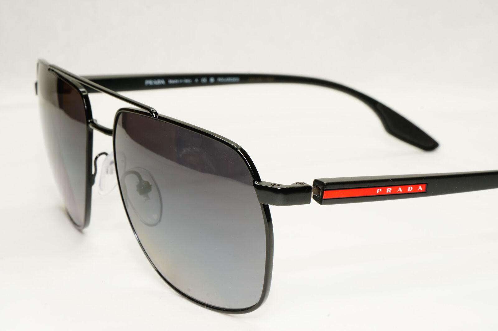 Prada Sunglasses Polarized Black Pilot Square Grey Smoke PS55VS SPS 55V 1BO-5W1