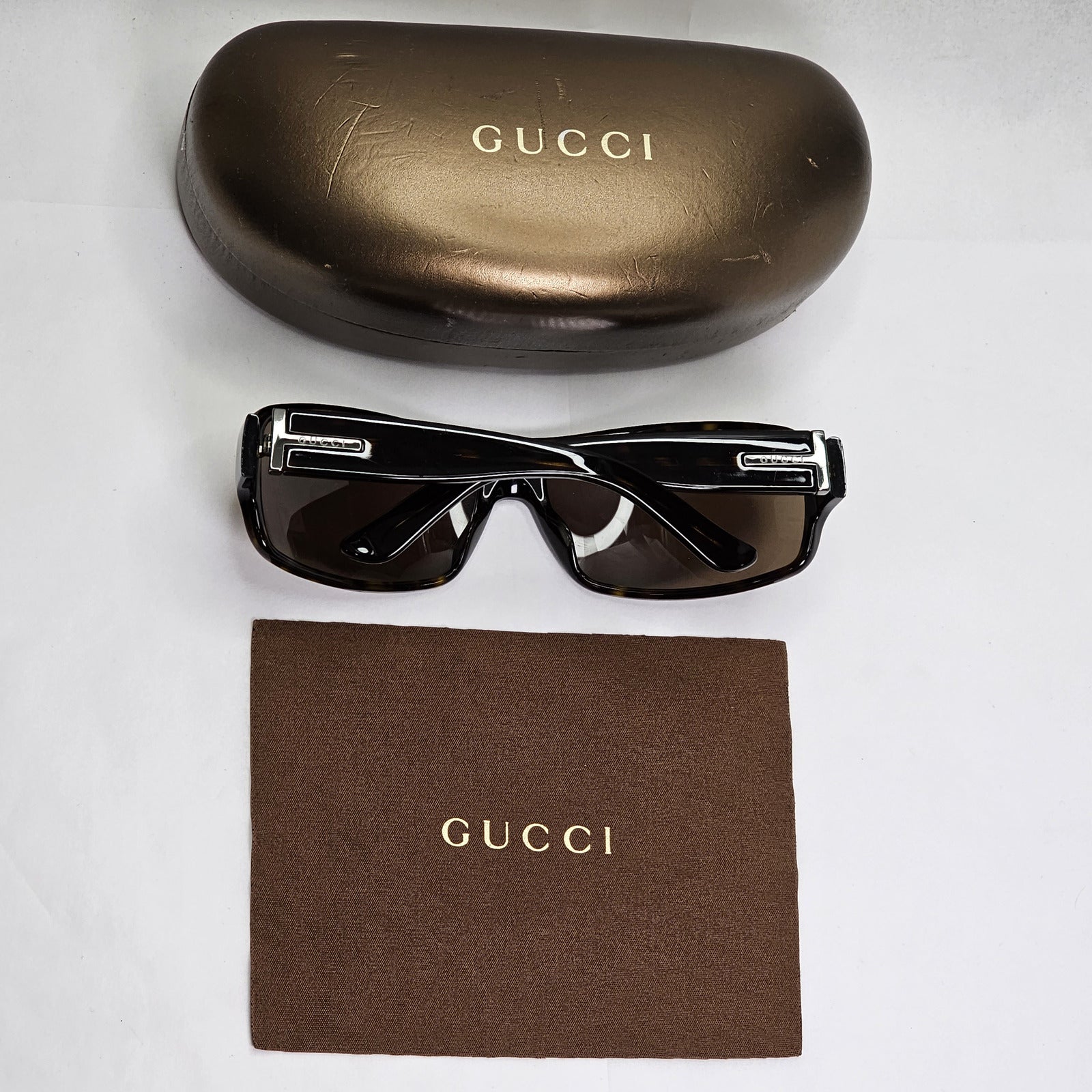 Gucci Sunglasses 2000 Vintage Brown Tortoise Wrap Square GG 1619/S 086X7 180124