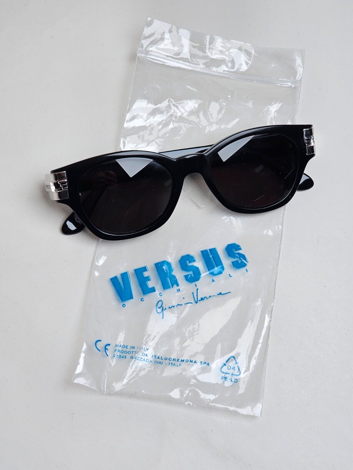 Versus Sunglasses 1996 by Gianni Versace Vintage Black Silver MOD E28 COL 852
