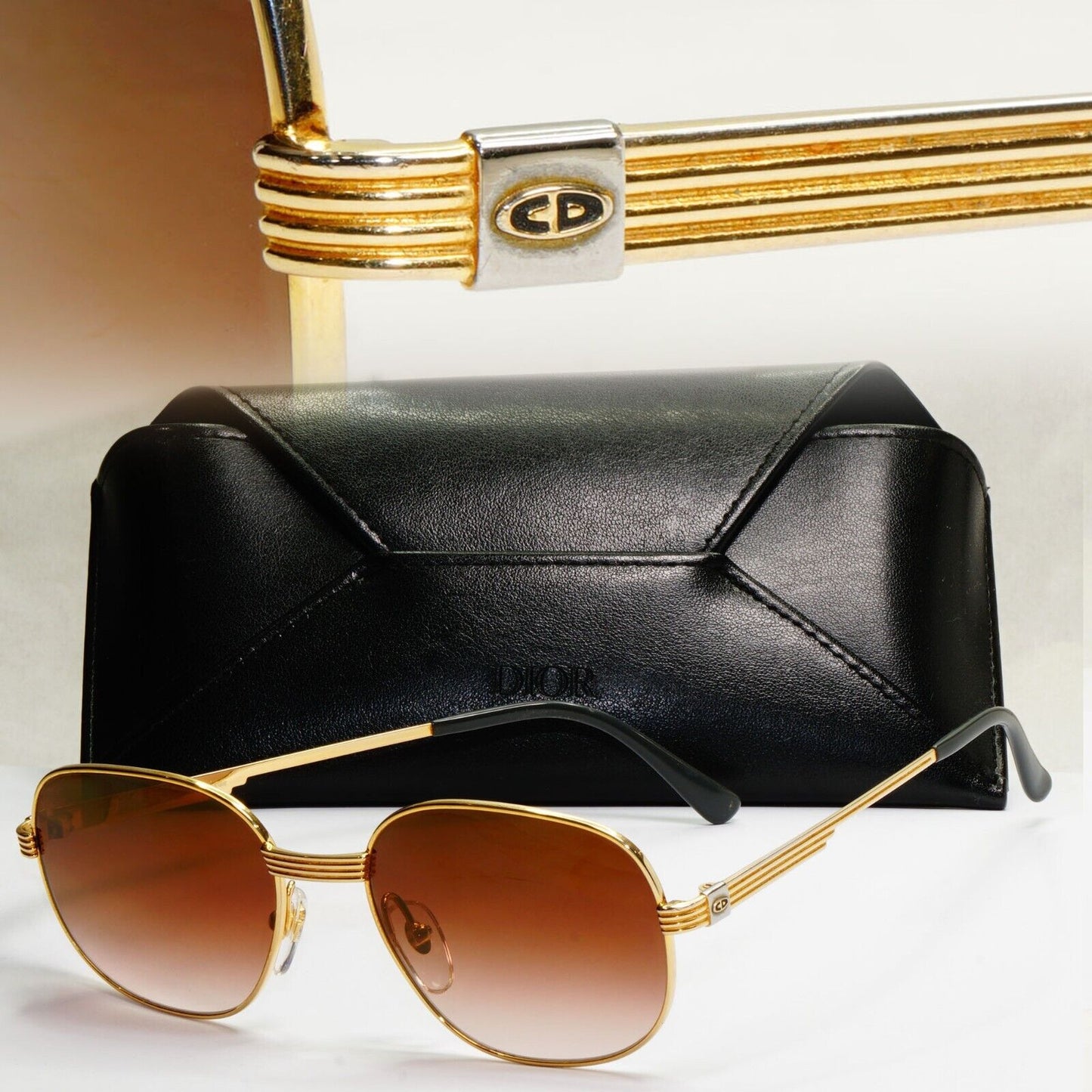 Dior Monsieur Sunglasses 1990s Vintage Japan Gold Brown Square 2380 42 270324