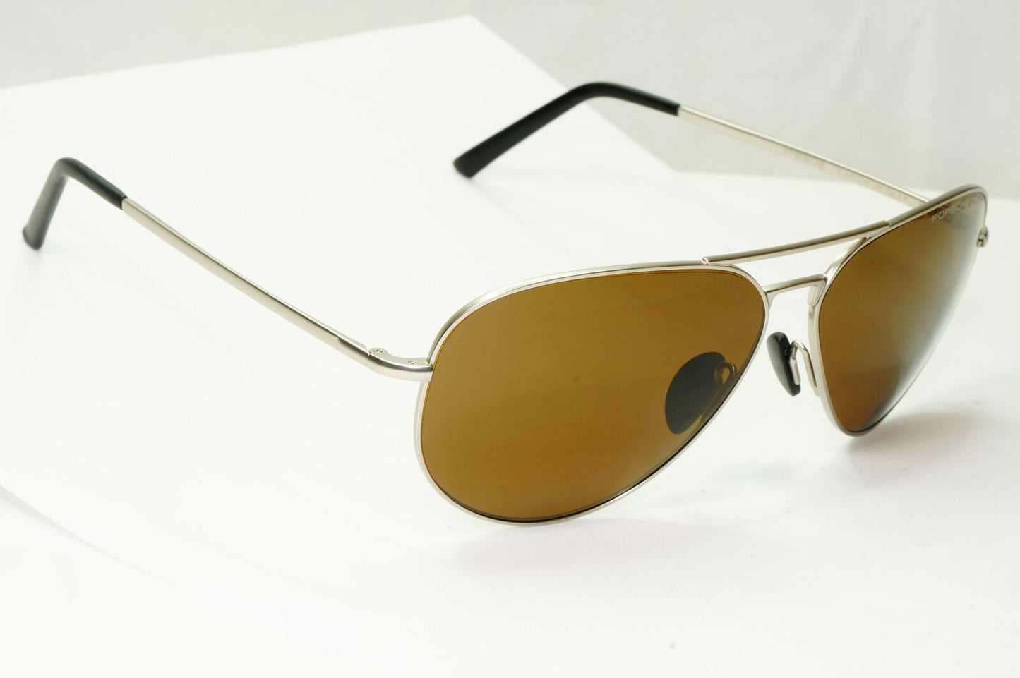 Porsche Design Polarised Sunglasses Brown Pilot Palladium Silver P8508 M 60mm