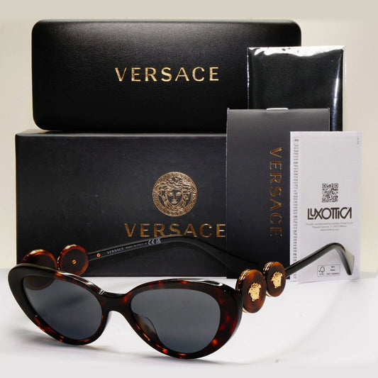 Versace Sunglasses Cat Eye Medusa Havana Brown Grey MOD VE 4433-U 108/87 54mm