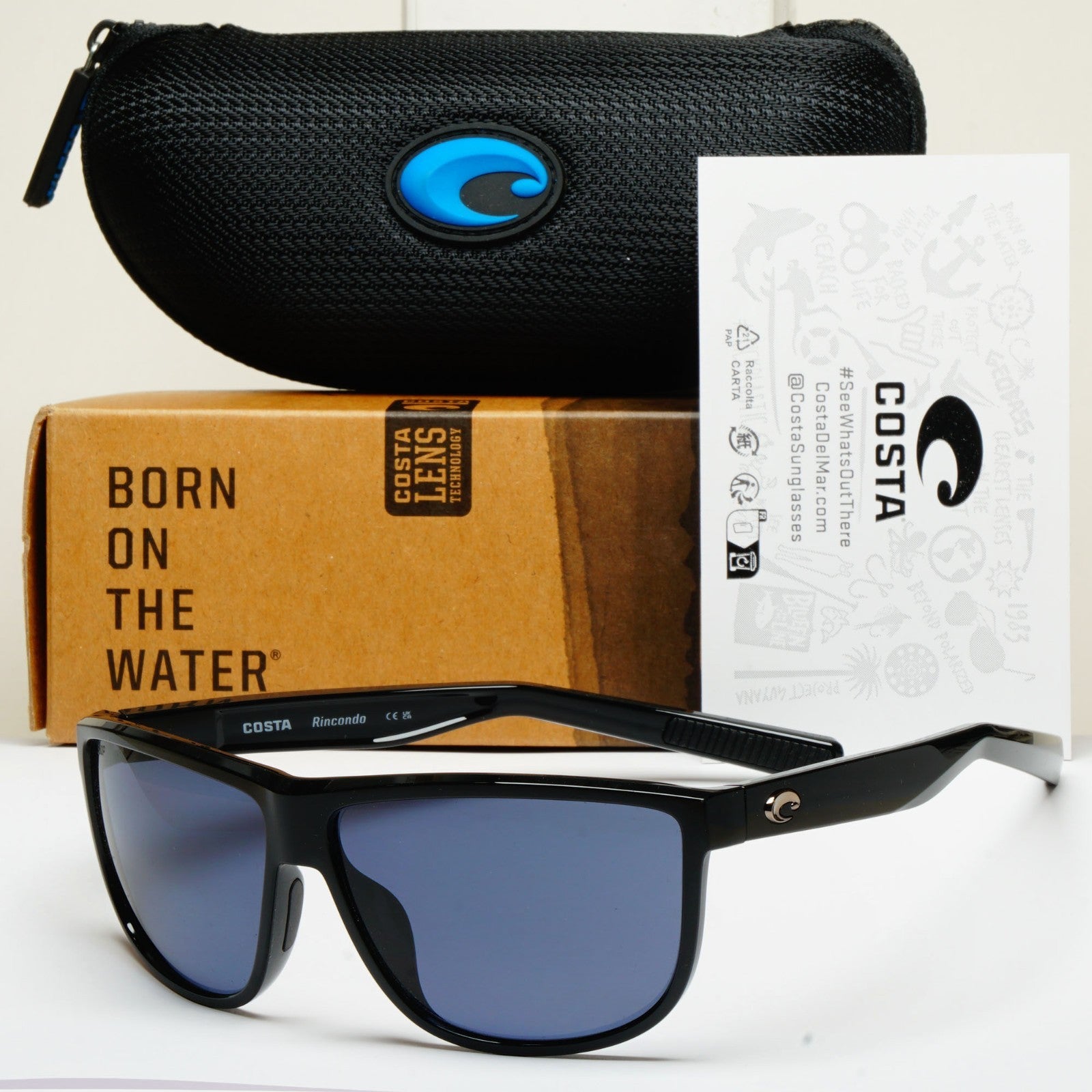 Costa Del Mar Sunglasses Rincondo Polarized Black Gray 580P 06S9010 03 61mm