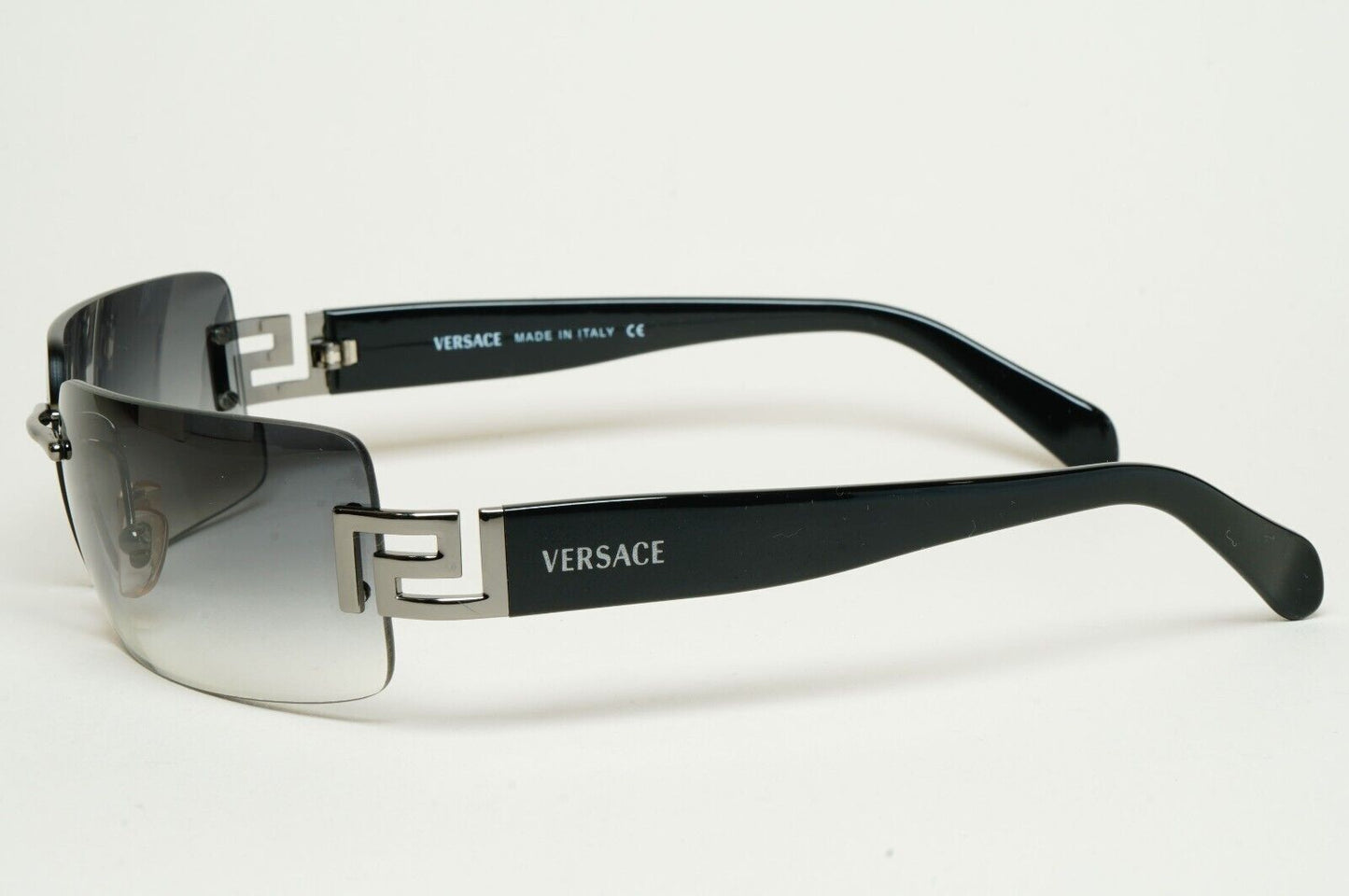 Versace Sunglasses 2004 Vintage Rimless Black Grey MOD 2017 1001/8G 120125