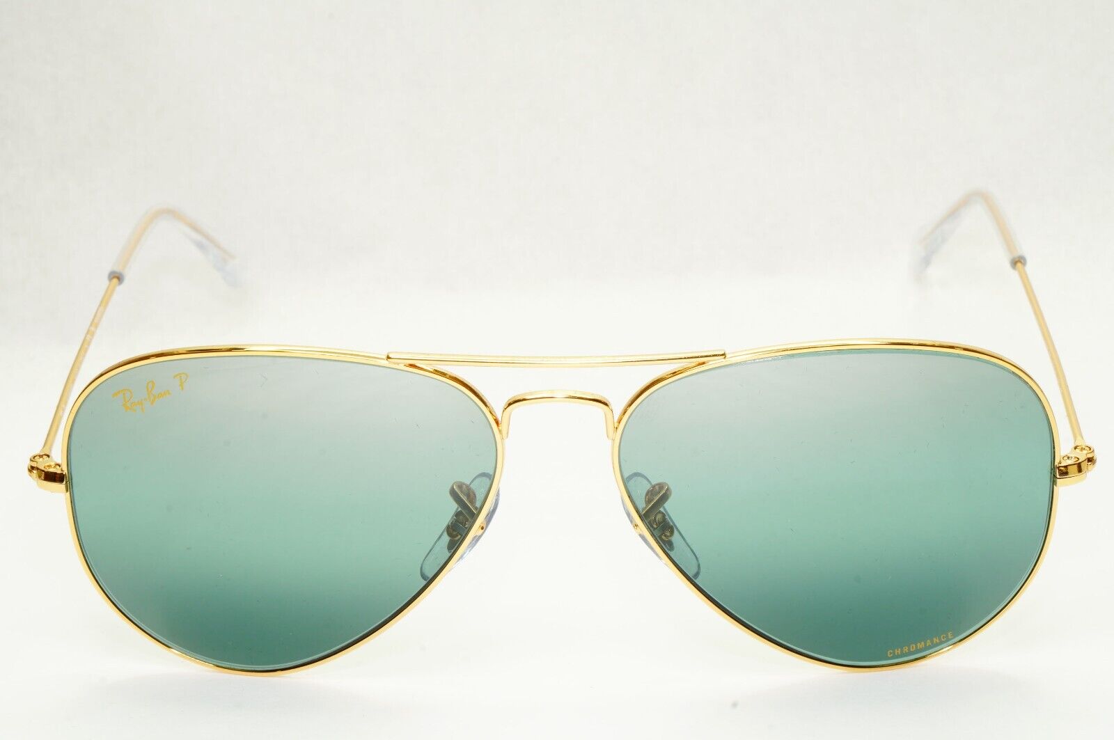 Ray-Ban Sunglasses Aviator Polarised Chromance Gold Green RB 3025 9196/G6 58mm