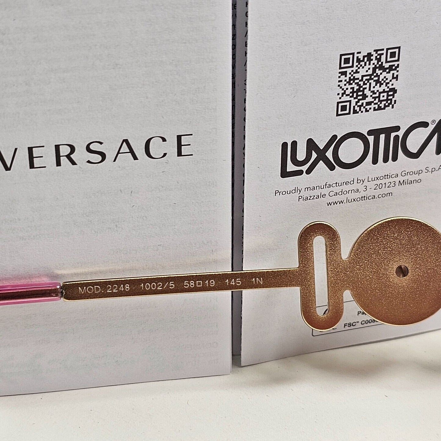 Versace Sunglasses Gold Fuchsia Pink Medusa Octagon Square MOD 2248 1002/5 58mm
