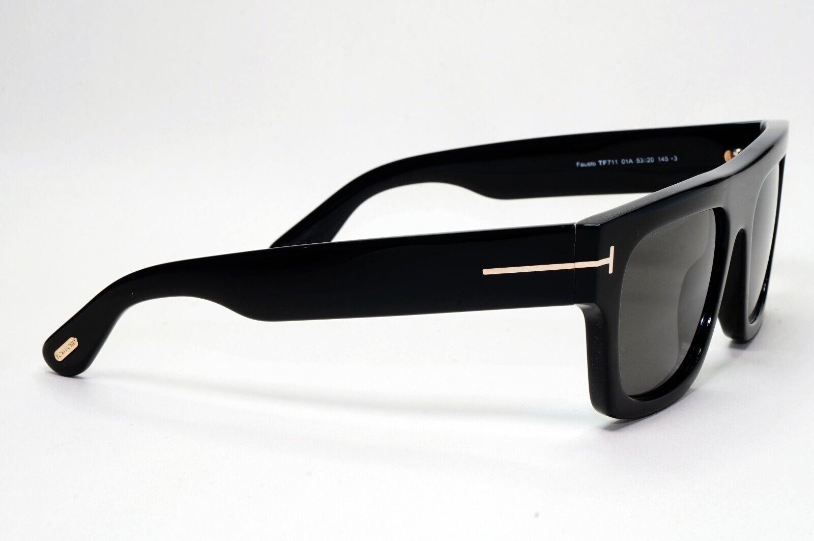 Tom Ford Sunglasses Fausto Black Glossy Square Thick Rim Heavy TF 711 FT0711 01A