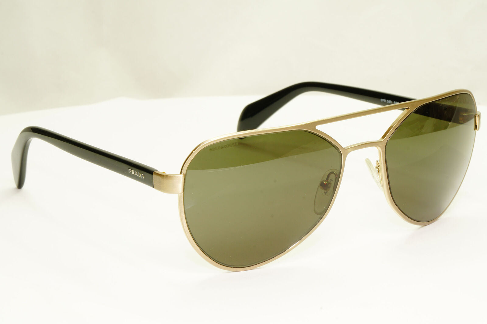 Prada Gold Black Pilot Sunglasses Green Mens Fashion PR55RS SPR 55R MA1-0A7