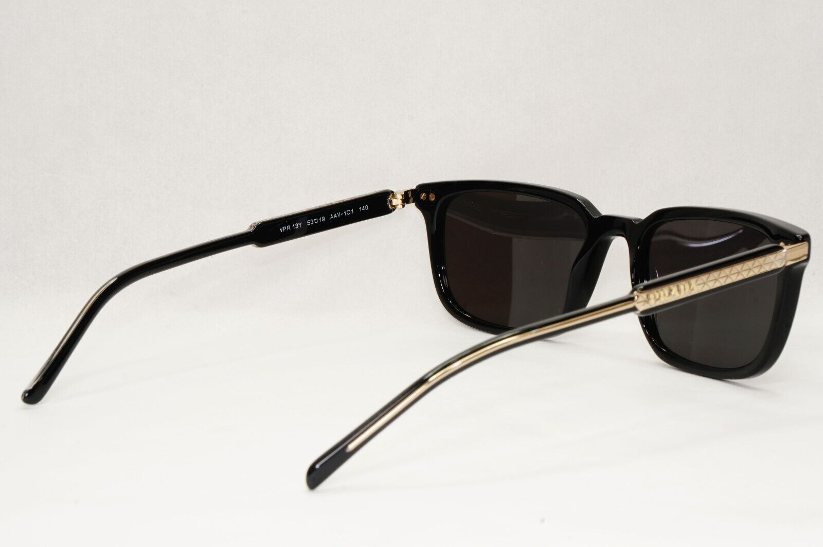Prada Sunglasses Black Gold Square Glossy Fashion PR13YV VPR 13Y AAV-1O1 53mm