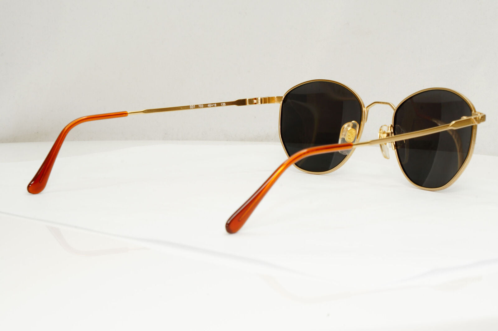 Emporio Armani Sunglasses 1997 Vintage Gold Black Metal Round 031 703 48mm C