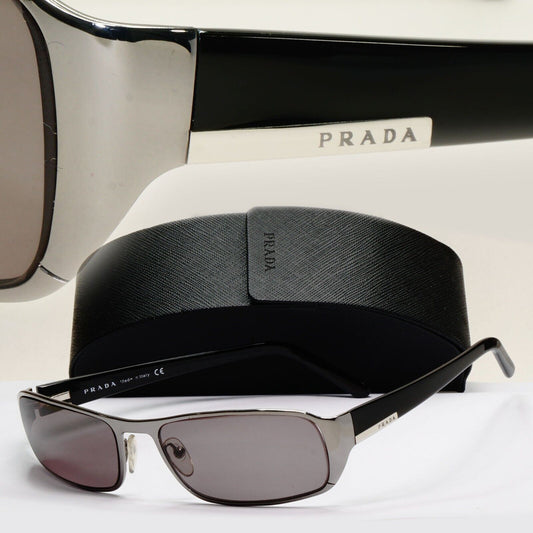 Prada Sunglasses 2006 Vintage Gunmetal Black Grey PR52FS SPR 52F 5AV-1A1 250924