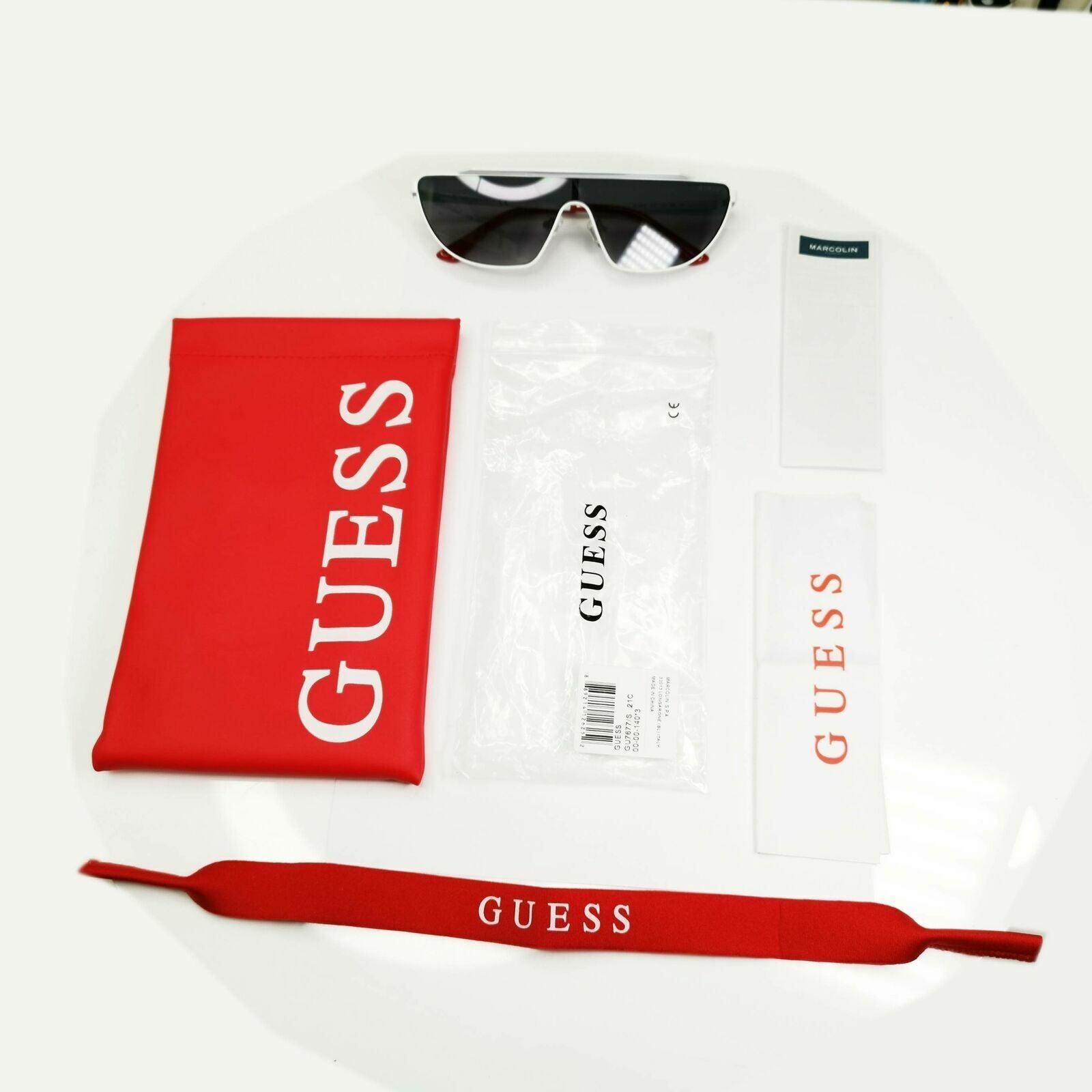 Guess Sunglasses Punk Visor Mens Womens Shield White Grey Smoke GU 7677 21C