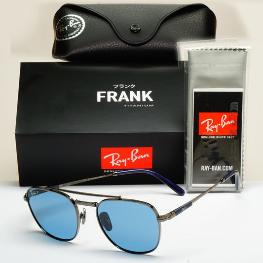 Ray-Ban Sunglasses Frank II Titanium Polarised Gunmetal Blue RB 8258 3142/S2 54m