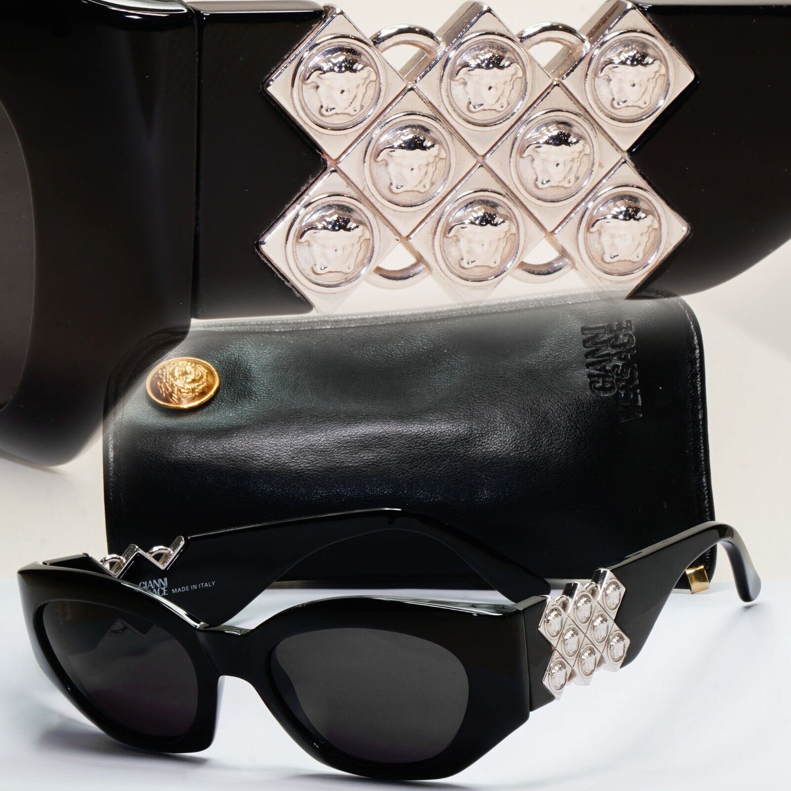 Versace Sunglasses 1996 Vintage Silver Medusa Black MOD 420/Z COL 852 120824