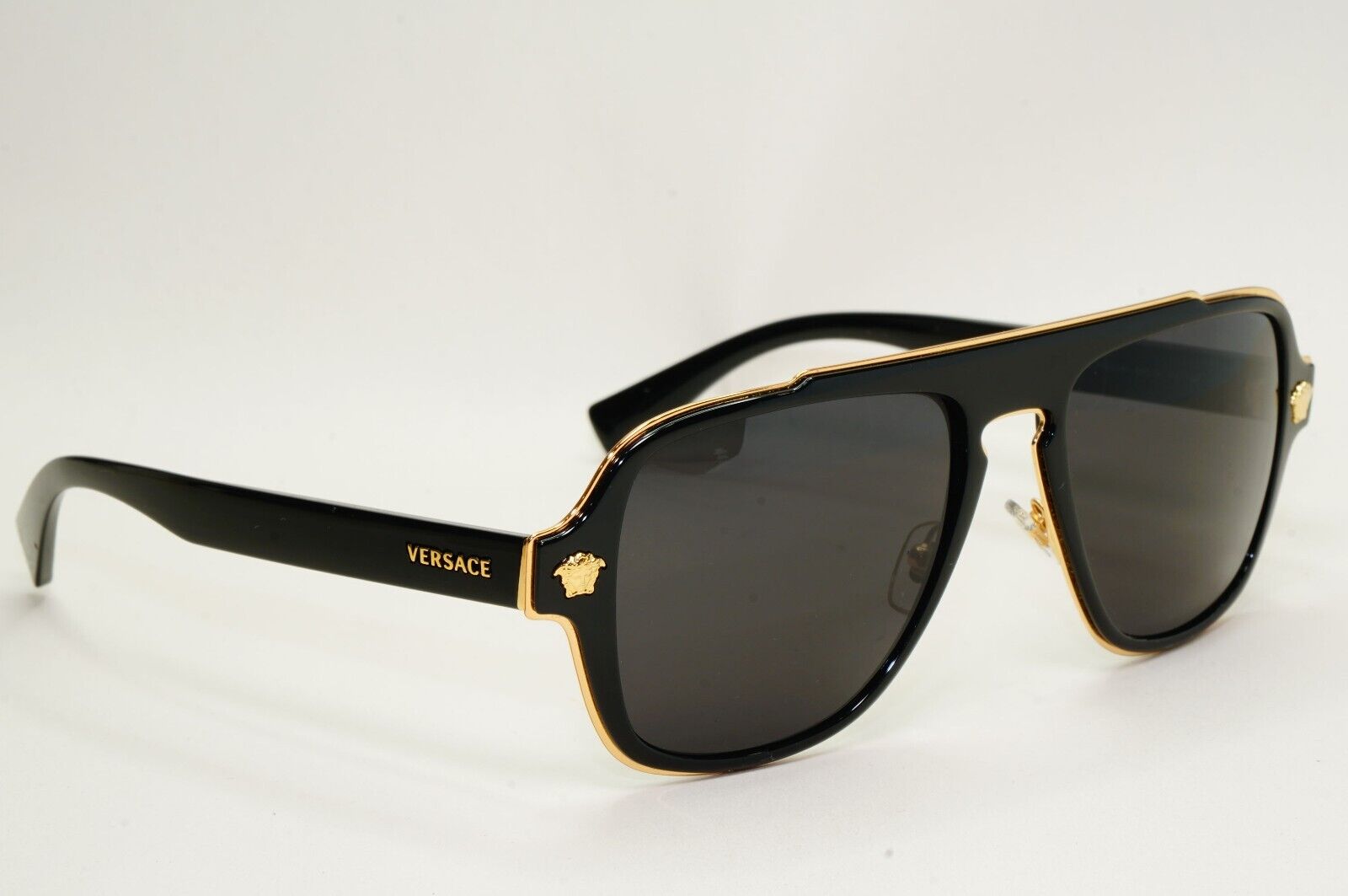 Versace Sunglasses Black Gold Medusa Glossy Square MOD VE 2199 1002/81 260724