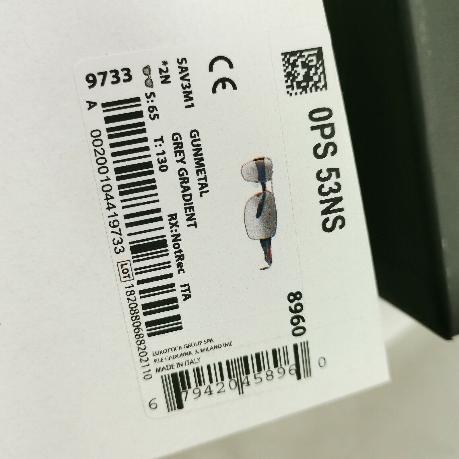 Prada Sunglasses Mens Black Grey Gradient Fade Square PS53NS SPS 53N 5AV-3M1