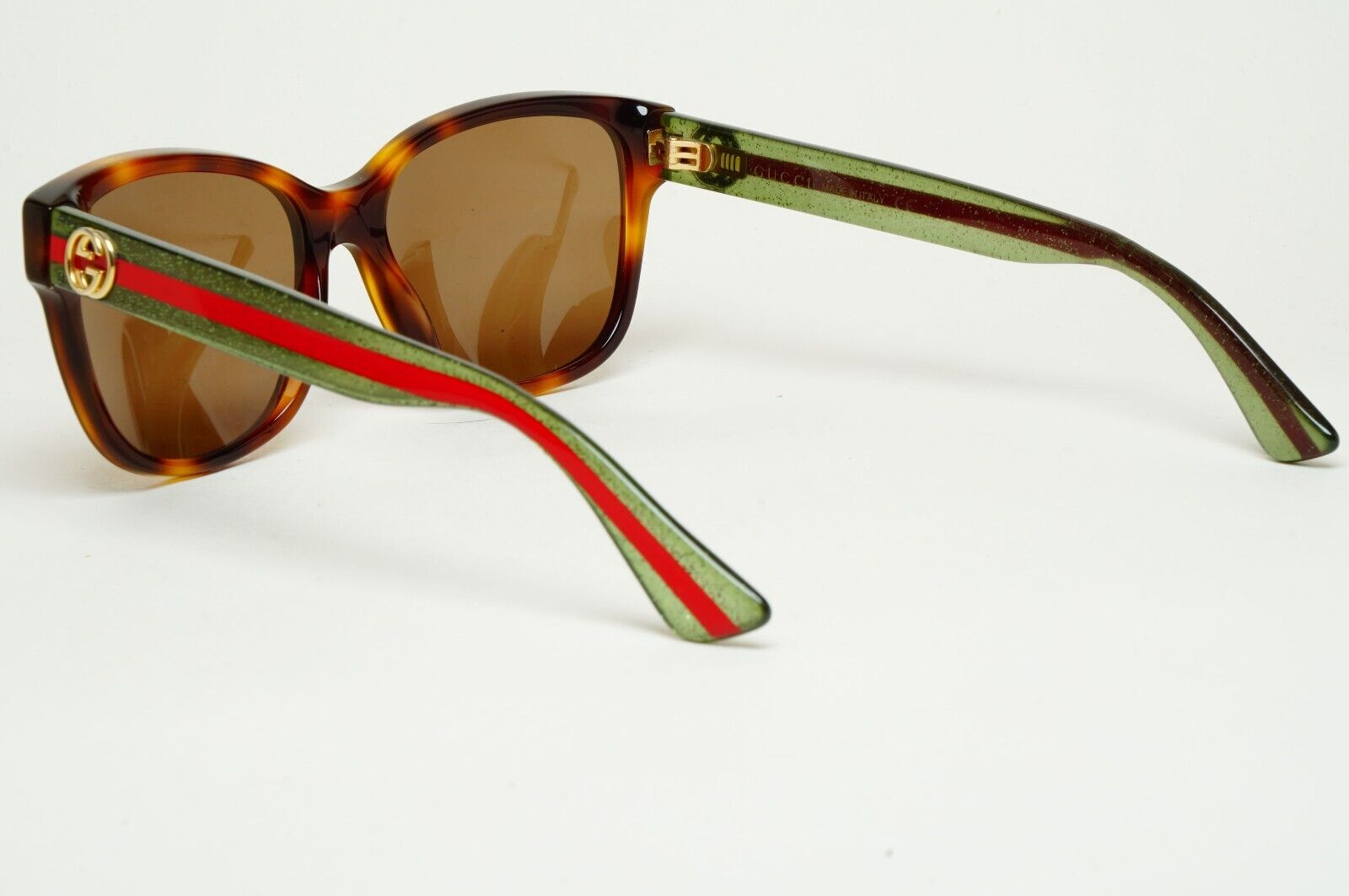 Gucci Sunglasses 2017 Brown Green Square Red Stripe GG0038O 002 54mm 100225
