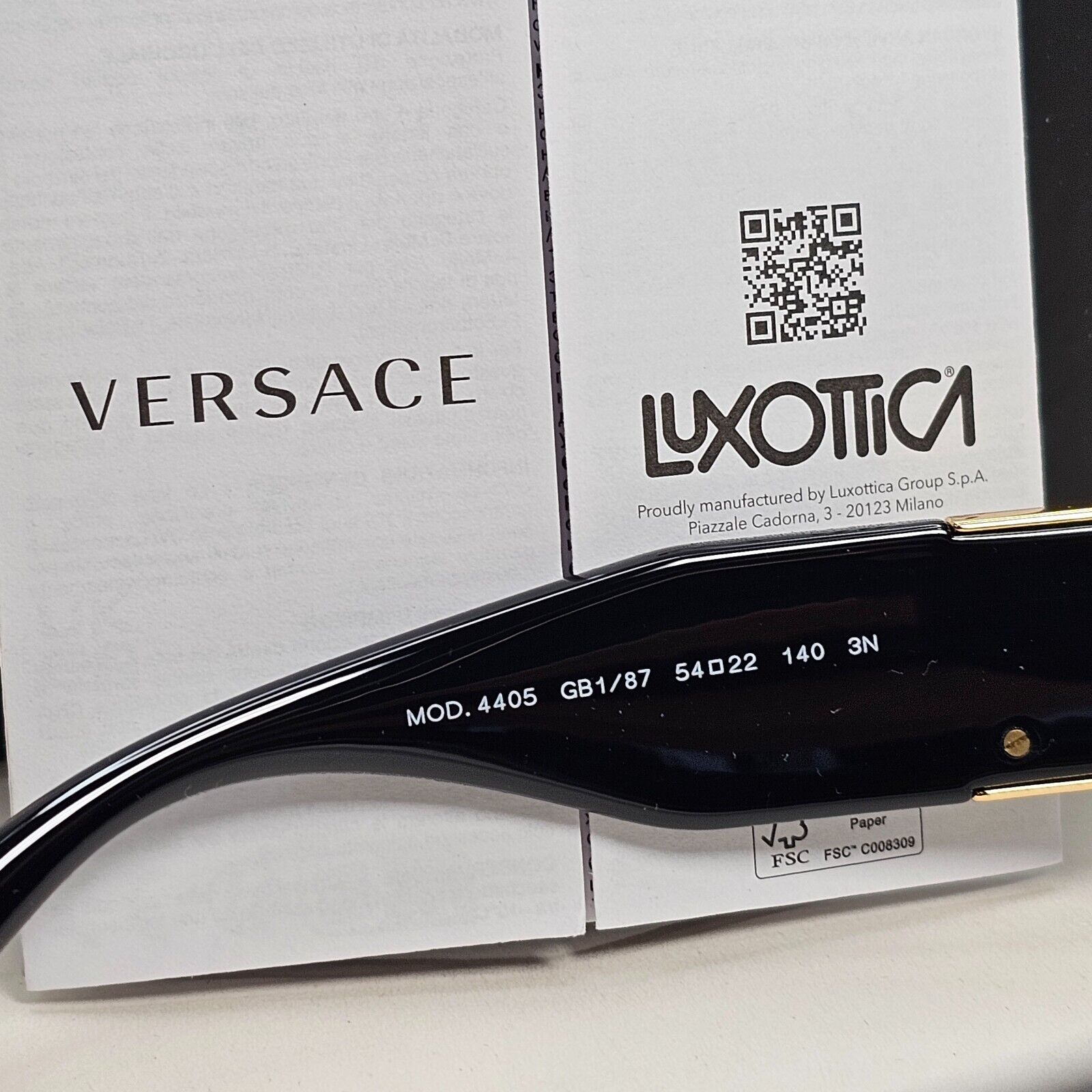 Versace Sunglasses Black Square Oversized Gold Medusa MOD VE 4405 GB1/87 54mm