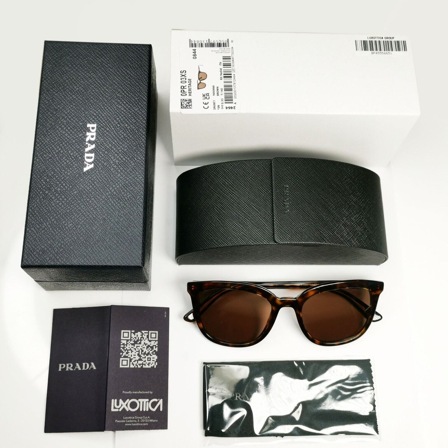 Prada Sunglasses Brown Tortoiseshell Square PR03XS SPR 03X 2AU-8C1 53mm