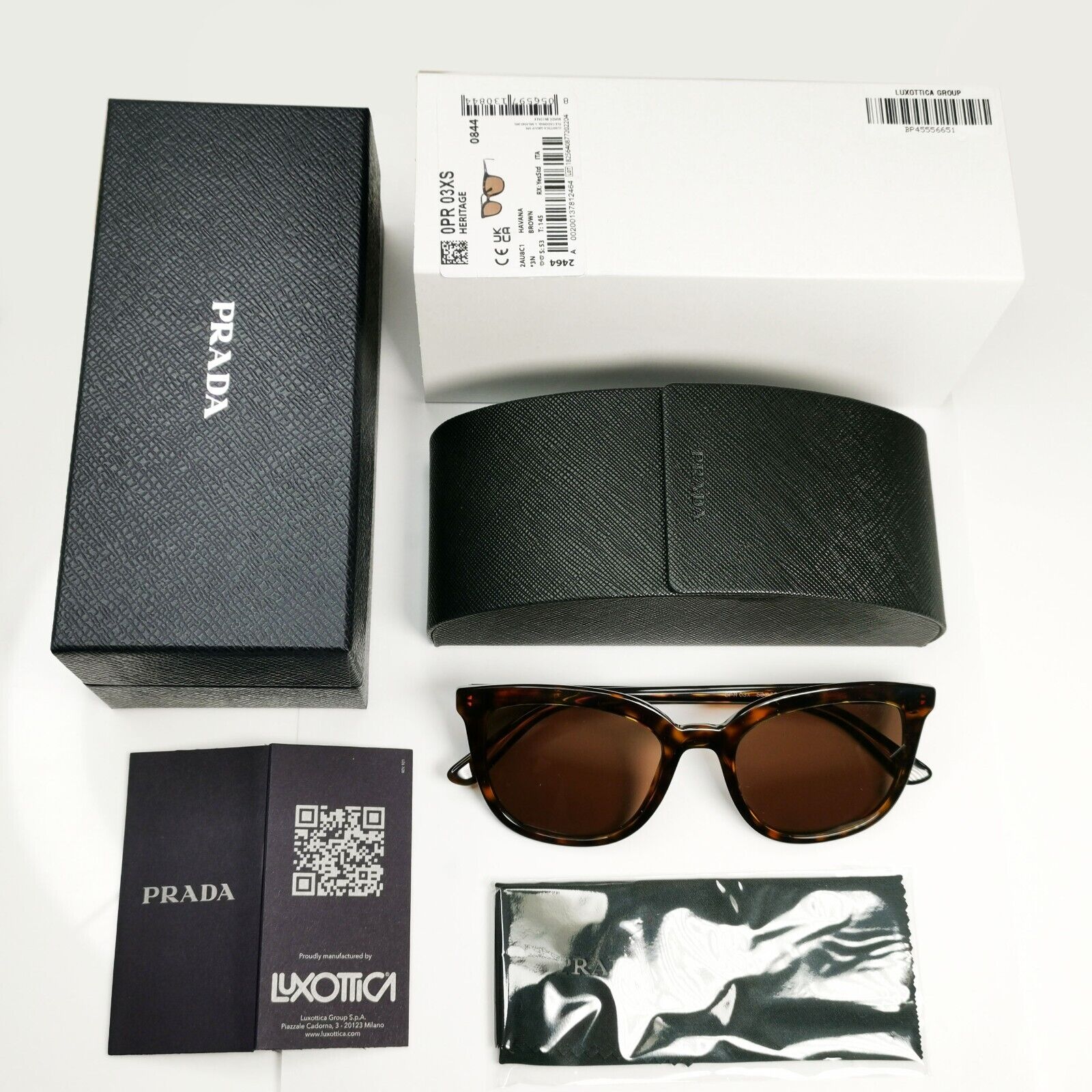 Prada Sunglasses Brown Tortoiseshell Square PR03XS SPR 03X 2AU-8C1 53mm