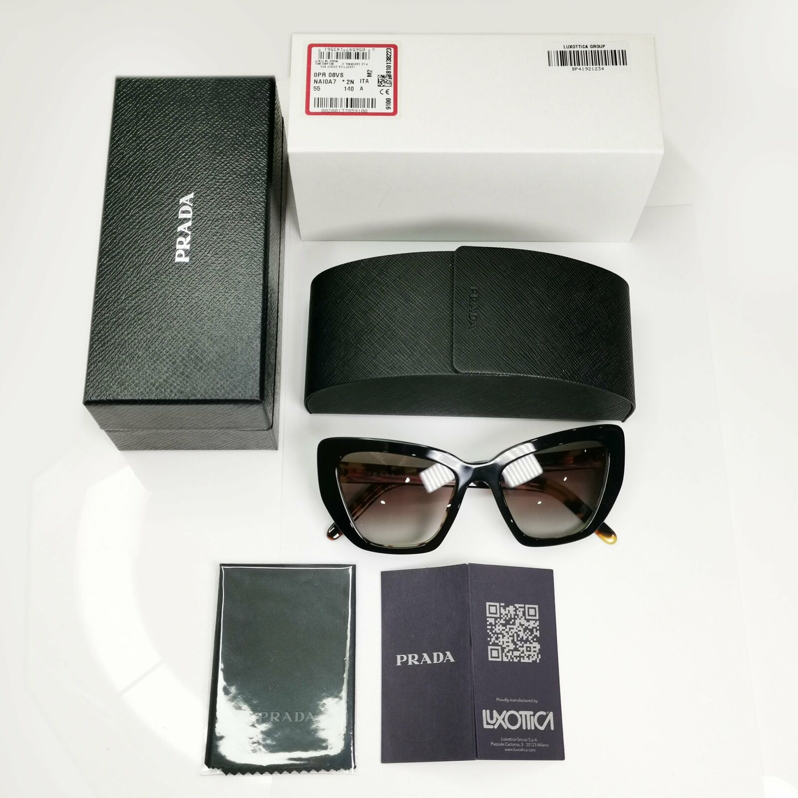Prada Black Tortoise Brown Square Womens Sunglasses PR08VS SPR 08V NAI-0A7
