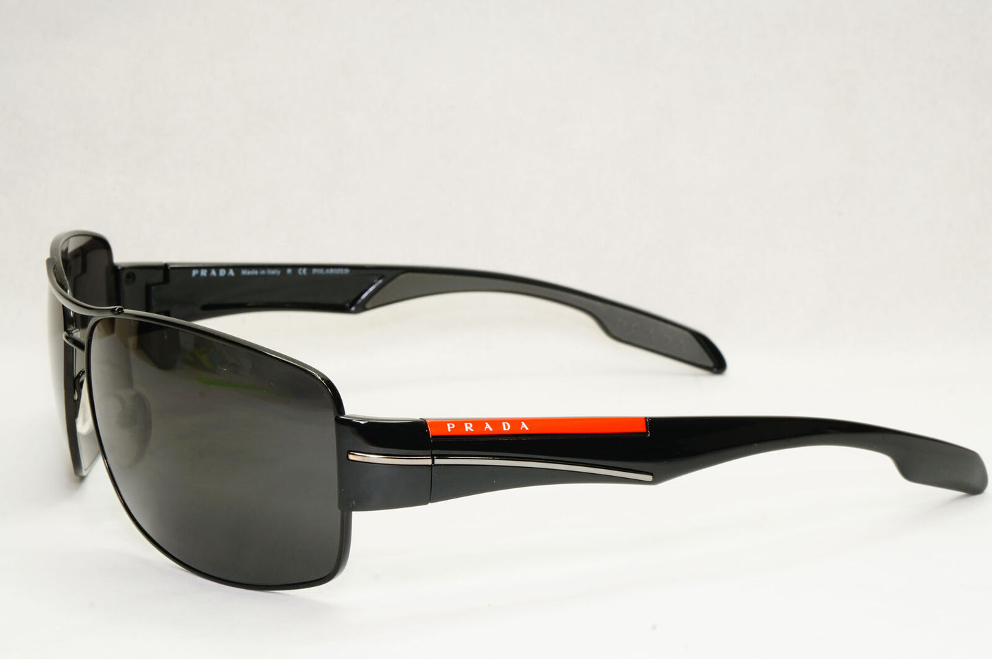 Prada Sunglasses Black Wrap Red Stripe Rossa PS53NS SPS 53N 7AX-5W1 65mm 131223