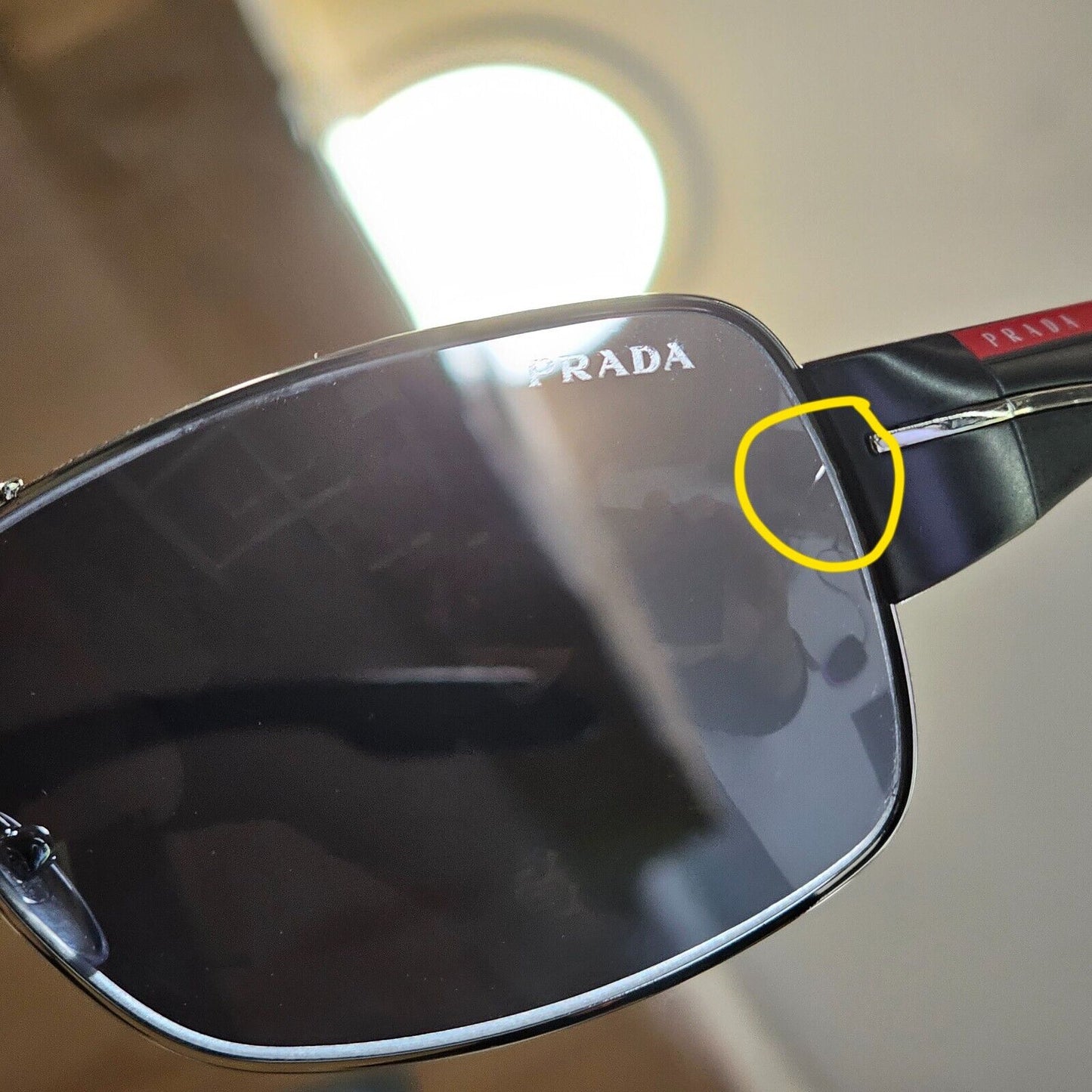Prada Blue Black Sunglasses Silver Gradient SPS 53N 1BC-5I1 Red Stripe 061223